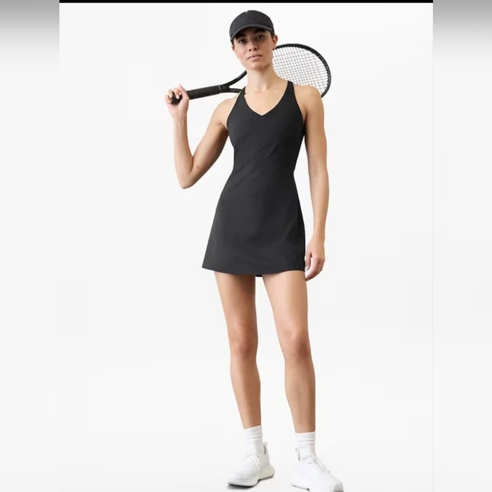 Athleta Women's Ace Advantage Tennis Dress In Black Size S Brand New